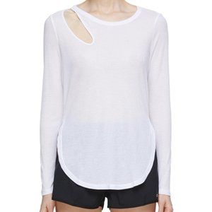 ALO YOGA CUT OUT RIBBED PEAK LONG SLEEVE TOP Sz L NOWT